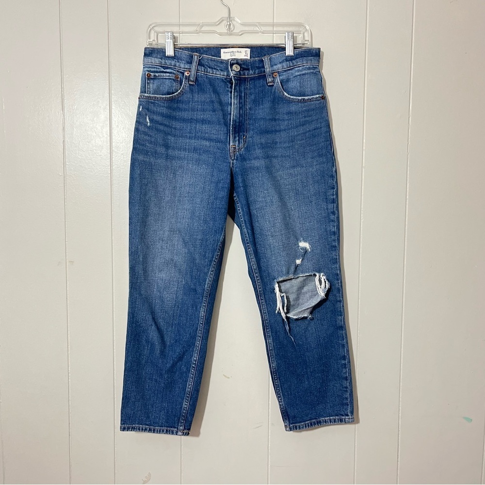 Abercrombie Fitch The Mom High Rise Blue Denim Jeans Womens Size 4/27